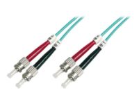 DIGITUS - Patch cable - ST multi-mode (M) to ST multi-mode (M) - 10 m - fibre optic - 50 / 125 micron - OM3 - booted, halogen-free - aqua