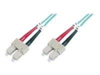 DIGITUS Professional - Patch cable - SC multi-mode (M) to SC multi-mode (M) - 1 m - fibre optic - duplex - 50 / 125 micron - OM4 - booted, halogen-free - aqua
