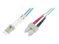 DIGITUS - Patch cable - LC multi-mode (M) to SC multi-mode (M) - 10 m - fibre optic - 50 / 125 micron - OM3 - booted, halogen-free - aqua